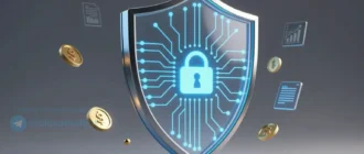 A modern financial shield made of transparent glass panels with glowing blue circuitry patterns, symbolizing protection and security, surrounded by subtle floating icons of coins, graphs, and insurance documents, soft ambient lighting, high detail, no text or numbers visible